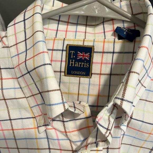 Plaid T Harris London Men’s Dress Shirt Size Large. - Picture 2 of 2